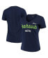 Фото #1 товара Women's College Navy Seattle Seahawks Post Season V-Neck T-shirt