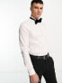 ASOS DESIGN Premium slim fit sateen shirt with wing collar in white