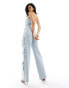 Фото #4 товара Simmi bandeau wide leg denim jumpsuit in blue