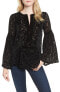 Фото #1 товара KAS NEW YORK 163399 Women's Velvet Burnout Bell Sleeve Peasant Blouse Sz. Medium