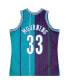 Фото #3 товара Men's Alonzo Mourning Teal, Purple Charlotte Hornets Hardwood Classics 1992-93 Split Swingman Jersey