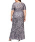 Plus Size Sequined Flutter-Sleeve Gown