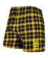 Фото #3 товара Men's Black, Gold San Diego Padres Ledger Flannel Boxers