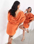 ASOS EDITION memory draped structure off shoulder mini dress in orange