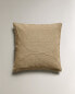 Linen cushion cover with topstitching