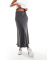 Pieces matte satin midi skirt in grey grau, S - EU 36 - фото #1