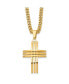 Фото #1 товара Chisel brushed Yellow IP-plated Cross Pendant Curb Chain Necklace