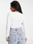 ASOS DESIGN Fuller Bust rib fitted corset top with ultra wide neck in white