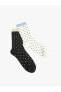 Puantiyeli Çorap Seti 2'li Simli Çok Renkli