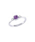 ფოტო #1 პროდუქტის Cushion Cut Amethyst Gemstone, Natural Diamonds Birthstone Ring in 14K White Gold