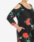 Plus Size Floral Printed Cold Shoulder Tunic Top