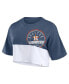 Women's Navy/White Houston Astros Color Split Boxy Cropped T-Shirt Синий, M - фото #2