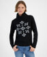 Фото #1 товара Women's Snowflake Graphic Turtleneck Sweater