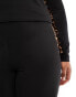 Threadbare Plus Ski base layer top and leggings set in black with contrast leopard print