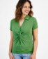 Фото #1 товара Petite Twisted-Front Top, Created for Macy's