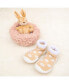 Infant Girl Breathable Washable Non-Slip Sock Shoes Daisies - Latte