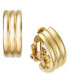 Gold-Tone Ribbed Hoop Clip-On Earrings