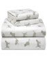 Whimsical Printed Flannel Sheet Set, Queen