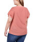 ფოტო #2 პროდუქტის Plus Size Short Sleeve Swiss Dot Top