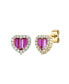 ფოტო #1 პროდუქტის Gigi Girl Teens/Young Adult 14k Gold Plated with Colored Cubic Zirconia Baguette Heart Halo Stud Earring