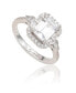 ფოტო #1 პროდუქტის Suzy Levian Sterling Silver Emerald Cut Cubic Zirconia Multi-Cut Engagement Ring