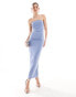 Pull&Bear polyamide sculpt bandeau maxi dress in blue BLAU, M - EU 38 - фото #1