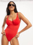 Фото #1 товара ASOS DESIGN Fuller Bust underwired mesh cupped swimsuit in red