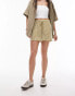 Topshop olive stripe beach runner short in multi