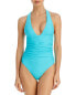 Фото #1 товара Jade Swim Womens Capri Crossover Back One Piece Swimsuit Blue Size Medium