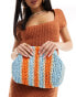 South Beach striped clutch bag in blue and orange