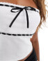 Фото #2 товара ASOS DESIGN bardot top with ribbon detail in white