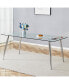 Modern Glass Dining Table with Silver Legs