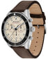 Men's Swiss Chronograph Calendoplan S Cognac Leather Strap Watch 42mm