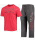 ფოტო #2 პროდუქტის Men's Heathered Charcoal and Cardinal San Diego State Aztecs Meter T-shirt and Pants Sleep Set
