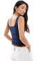 Stradivarius square neck cami top in navy