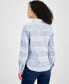 ფოტო #2 პროდუქტის Women's Beach Stripe Cotton Roll-Tab Shirt