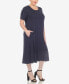 ფოტო #3 პროდუქტის Plus Size Short Sleeve Pocket Swing Midi Dress