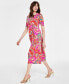 Фото #3 товара Women's Printed Collared Short-Sleeve Midi Dress