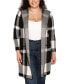 Фото #1 товара Plus Size Hooded Plaid Coatigan Sweater