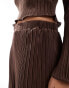 Vero Moda plisse wide leg trouser co-ord in chocolate brown