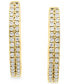 ფოტო #3 პროდუქტის EFFY® Diamond Small Double Row Hoop Earrings (1/5 ct. t.w.) in Sterling Silver or 14k Gold-Plated Sterling Silver