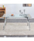 Фото #3 товара Modern Glass Dining Table, Silver Legs, 63"X35.4"X30"