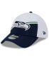 Фото #1 товара Men's White, Navy Seattle Seahawks 2023 NFL Sideline 39THIRTY Flex Hat