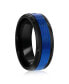 Фото #3 товара Stainless Steel Black and Blue CZ Ring