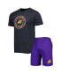 ფოტო #2 პროდუქტის Men's Purple, Black Phoenix Suns T-shirt and Shorts Sleep Set