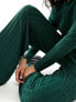 Pieces textured wide leg trousers co-ord in green