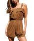 Women's Espresso Ruffled Square Neck Romper