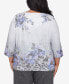 Plus Size Worth Avenue Women's Beaded Split Neck Floral Shimmer Top