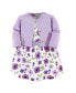 ფოტო #1 პროდუქტის Baby Girls Baby Organic Cotton Dress and Cardigan 2pc Set, Purple Garden