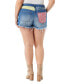 ფოტო #2 პროდუქტის Trendy Plus Size Hug Me High-Rise Patchwork Jean Shorts